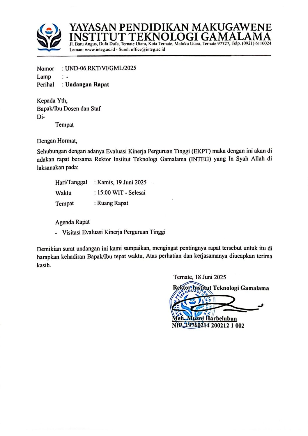 Undangan Rapat, Kamis 19-06-25